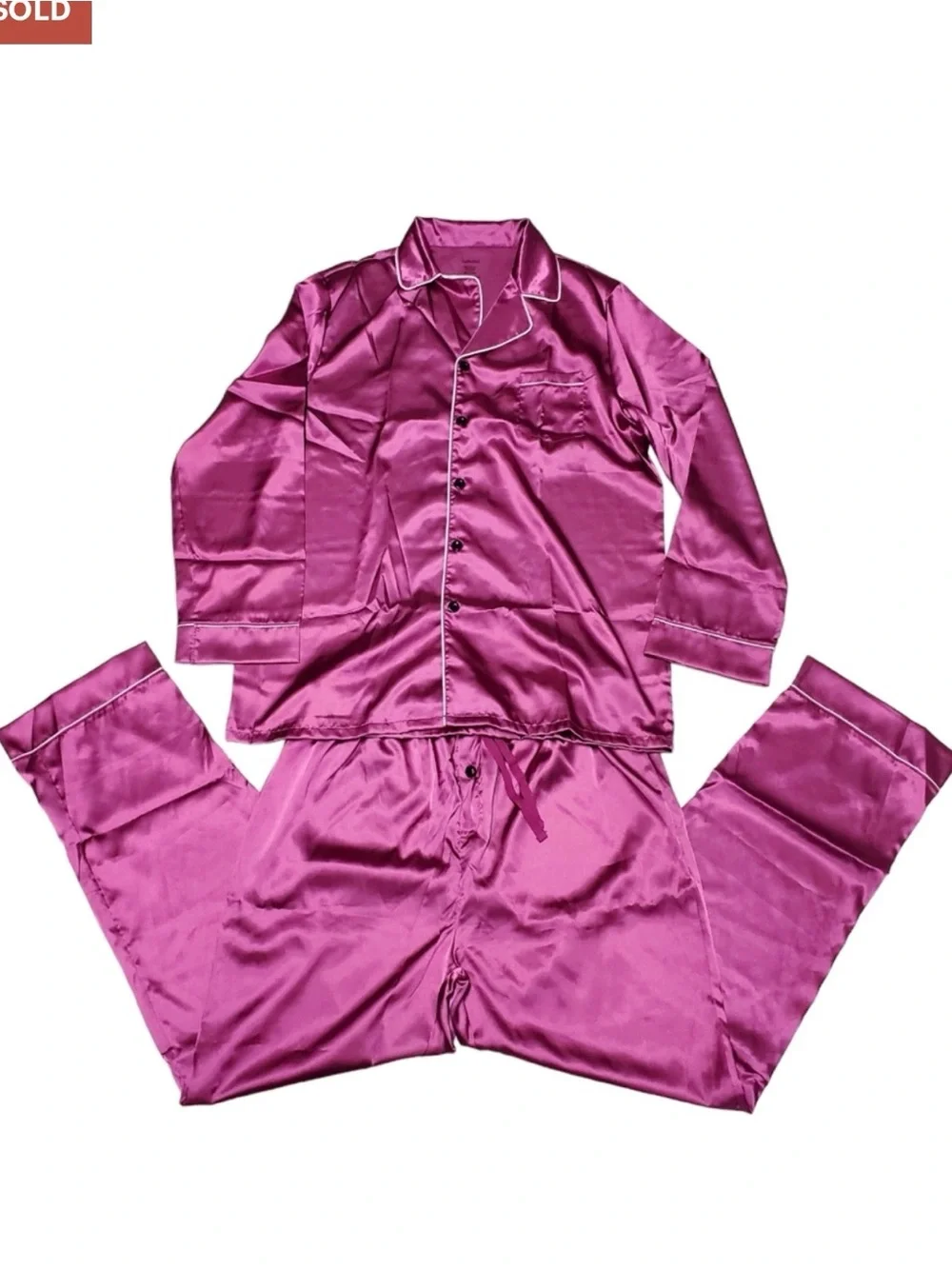 Men's Satin Pajama Set Button Down Silky Pj Sets Sleepwear Loungewear Sz XXL